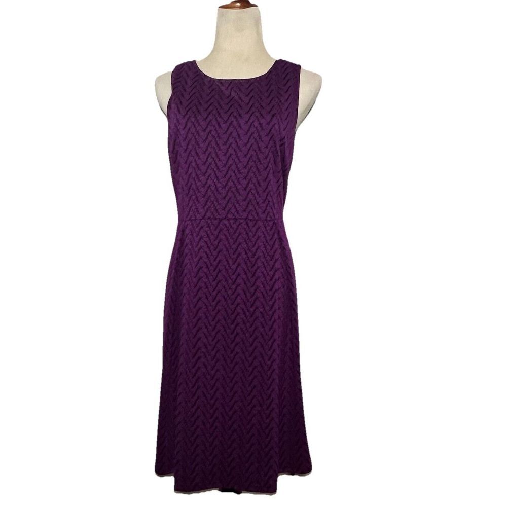 41 Hawthorn Fit & Flare Dress Womens Large Purple Chevron Textured Sleeveless